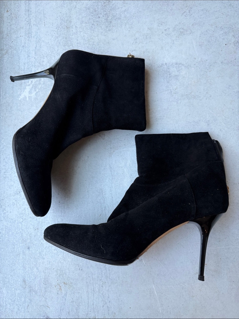 Jimmy Choo Black Suede Ankle Booties Stiletto Heel Size 40